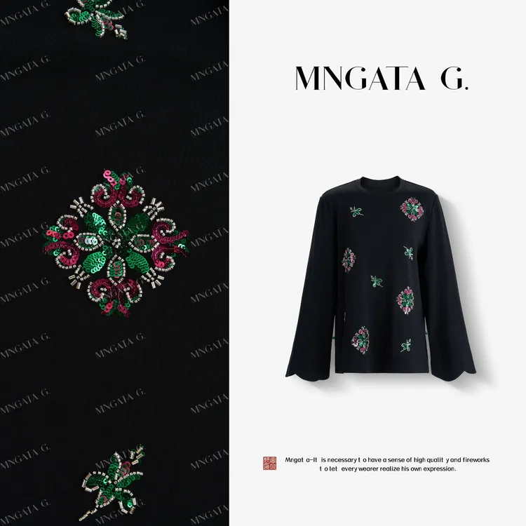 MNGATA G.宫小妍【禧上花开】棉质新中式中国风秋冬百搭上衣5082455