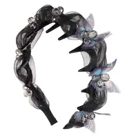 薄纱蝴蝶氛围感发箍高颅顶神器日常休闲佩戴发饰带齿经典压发箍女