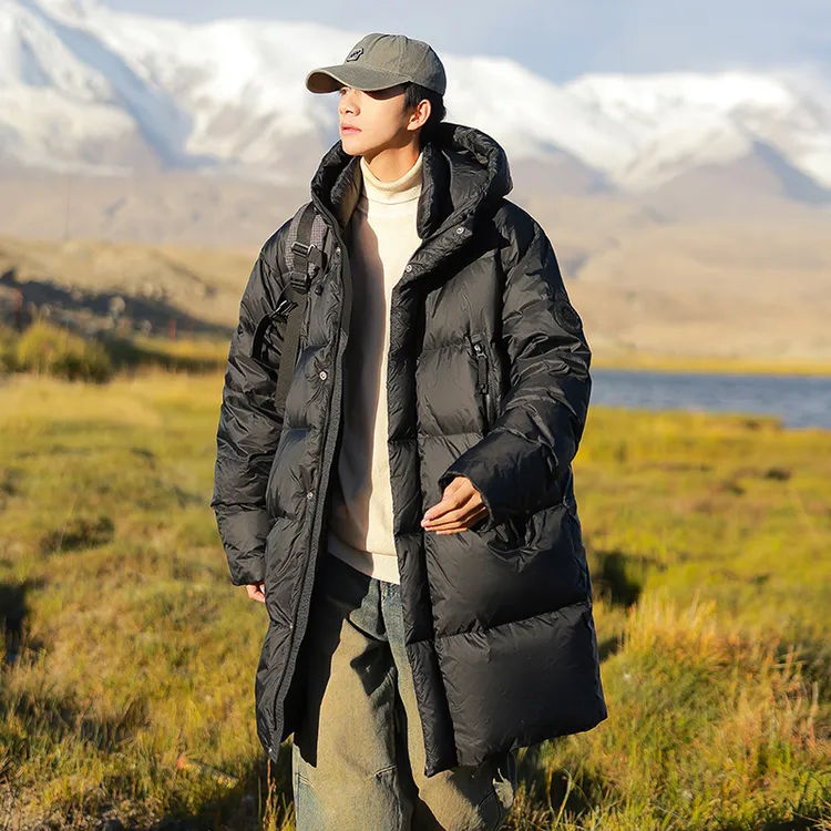 2025新款羽绒服中长款外套连帽防风防水保暖长款男士防水户外加厚