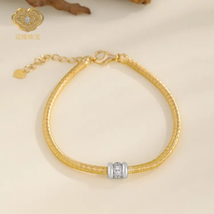 迈隆珠宝18k金2.5mm智慧款3圆圆钻石手链德国手工设计款百搭