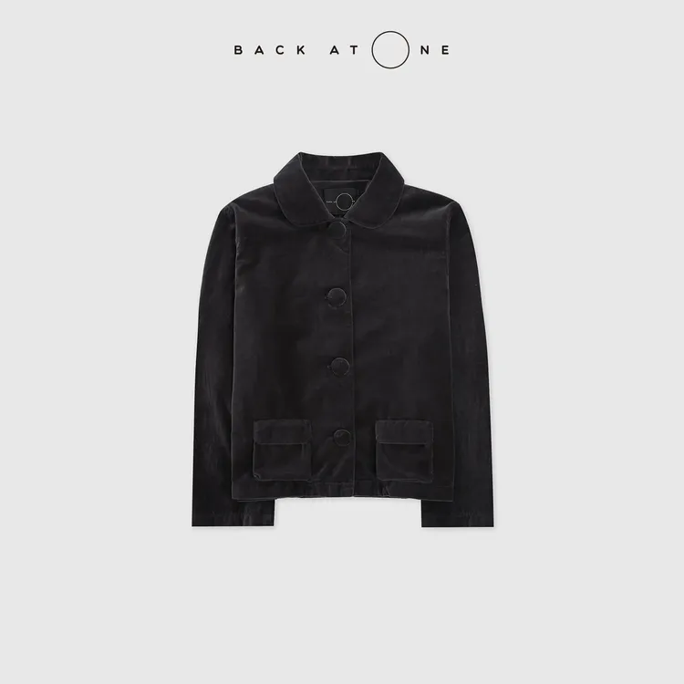 BACKATONE“柔芒辉映”平绒包扣复古精致长袖外套 BFF-1BS445Q-K