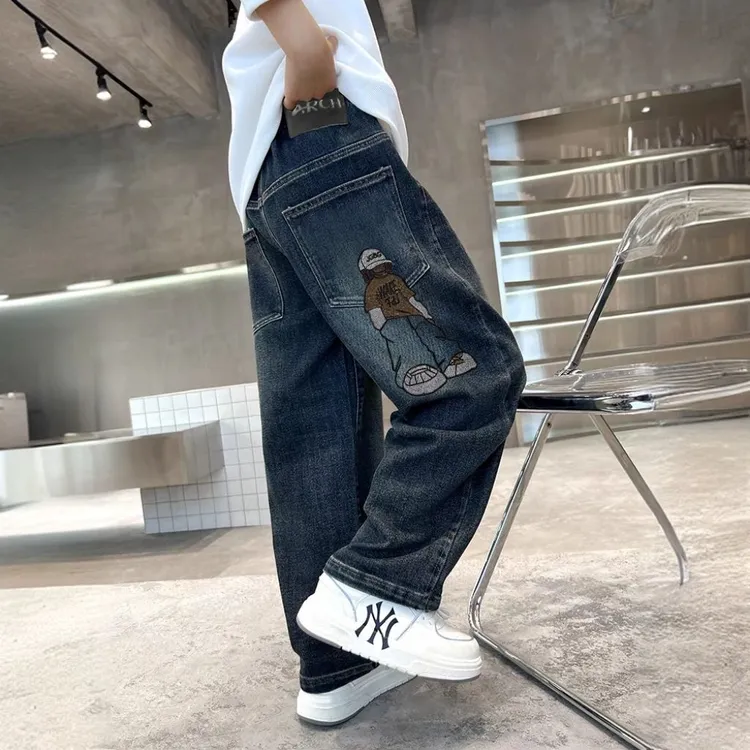 儿童装男童春装裤子长裤2025新款中大童春秋款男孩春季帅气牛仔裤