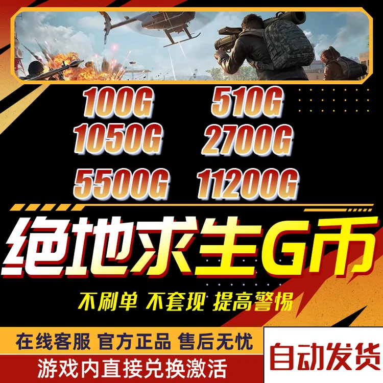 PUBGG币绝地求生G币金币吃鸡gb游戏币皮肤点卷官方充值兑换码CDK