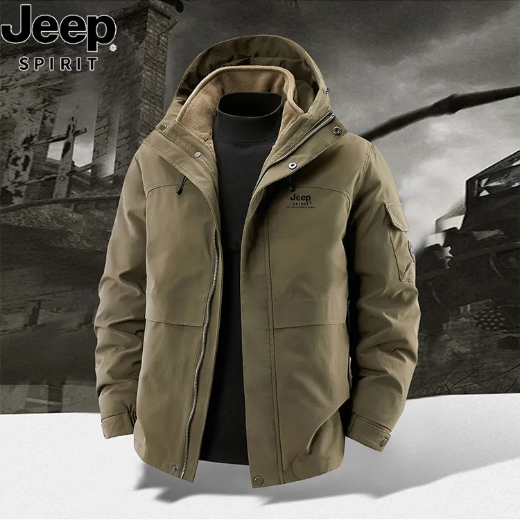 JEEPSPIRIT三合一冲锋衣男士2025秋冬款户外防风可拆卸夹克外套