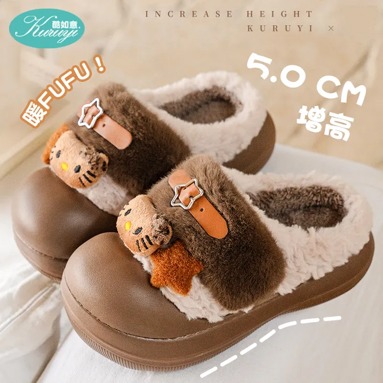 猫咪棉拖鞋女生冬季新款居家保暖百搭公主风卡通包跟毛毛拖鞋外穿