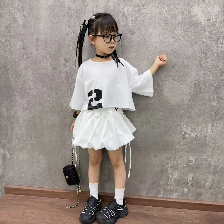 童装女童短袖T恤花苞裙套装夏季新款儿童上衣裙裤两件套休闲韩版