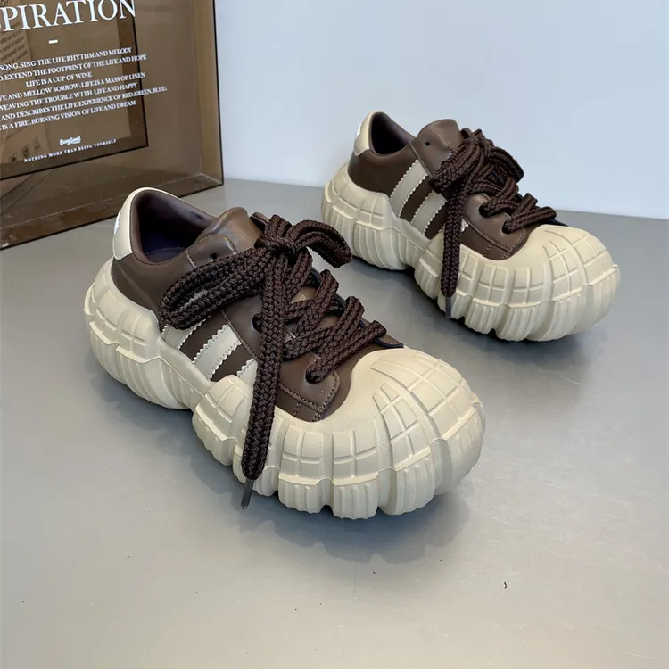 欧洲站小众设计感丑萌大头鞋休闲厚底松糕鞋轮胎底小个子潮酷女鞋