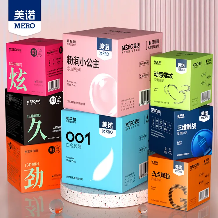 美诺50只超薄颗粒螺纹避孕套情趣五合一100只安全套天然橡胶胶乳男用避孕套 夫妻避孕 性用品男超薄001避孕套无感安全套 家庭装