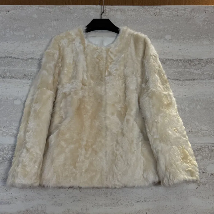 TANTAN 气质宽松圆领秋冬羊皮毛一体外套4248