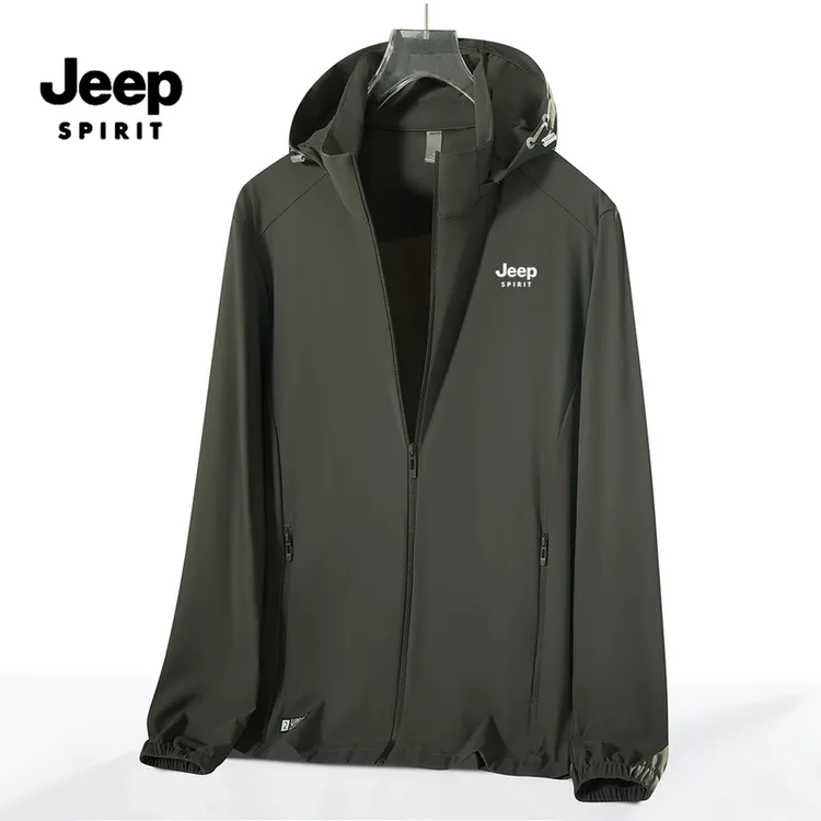 JEEP吉普夏季冰钛原纱防晒外套运动时尚户外透气防晒衣男士钓鱼服