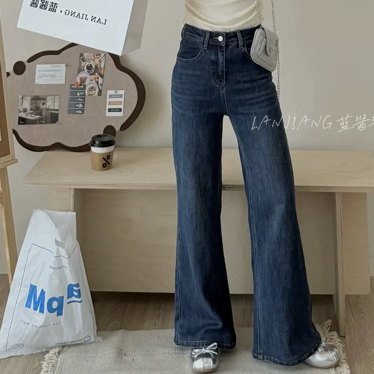 LANJIANG 岸枫微喇·直筒微喇牛仔裤 百搭显瘦长腿裤6685