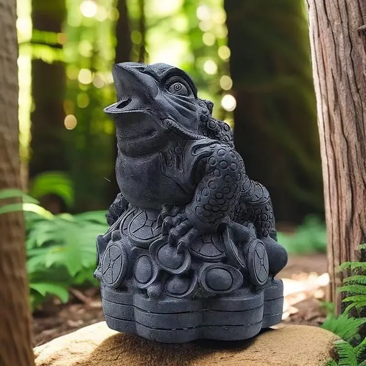 石雕金蟾庭院假山造景喷水摆件拴马嘉祥地藏抱鼓室外大石槽石墩子