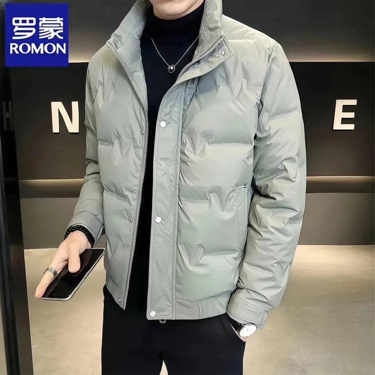Romon/罗蒙羽绒服男士加厚保暖时尚轻薄外套2025冬季立领休闲短款