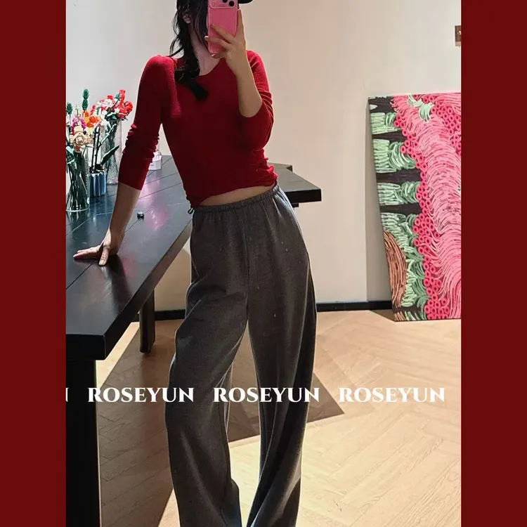 【Rose Yun】奢软山羊绒&桑蚕丝垂感直筒裤    JY115078