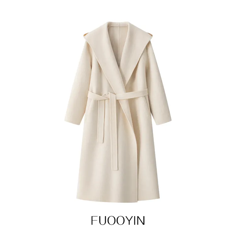 【Sovereign Hood主权风貌】静奢风100%澳毛翻领浴袍连帽双面呢大衣