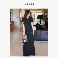 i-EAST 辣妹初代~polo翻领极简百搭短袖连衣裙-5Q Q25141