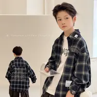 9.18号新品 男童长袖衬衫秋装自制男孩韩版儿童格子衬衣TY03055