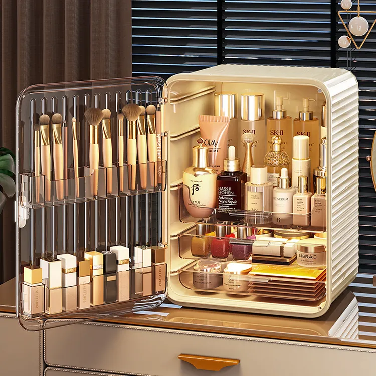 化妆品收纳盒高级感护肤品口红收纳柜防尘大号多层梳妆台收纳架