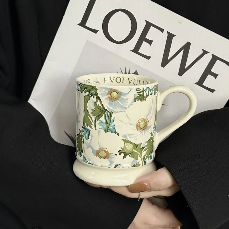 新疆西藏包邮复古咖啡杯设计感马克杯女生高颜值办公室水杯早餐陶