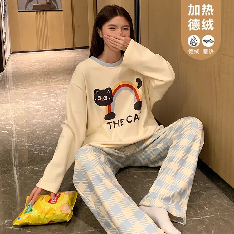 2025年新款德绒睡衣女秋冬季长袖长裤保暖今年爆款网红家居服套装