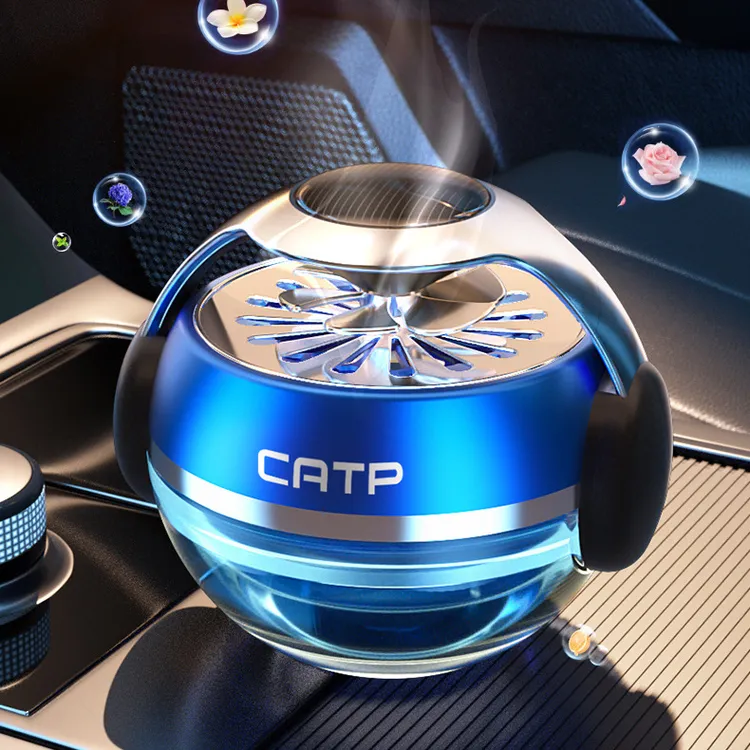 汽车香水摆件太阳能旋转扩香器车载香薰中控台持久淡香