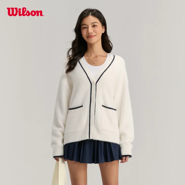 Wilson威尔胜25秋季Eyelash女士运动宽松柔软编织外套WW00549