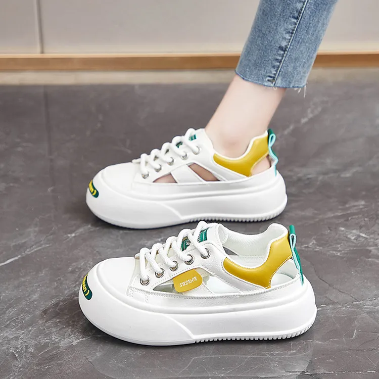 运动凉鞋女2025新款夏季外穿不累脚软底镂空户外配裙子小白洞洞鞋