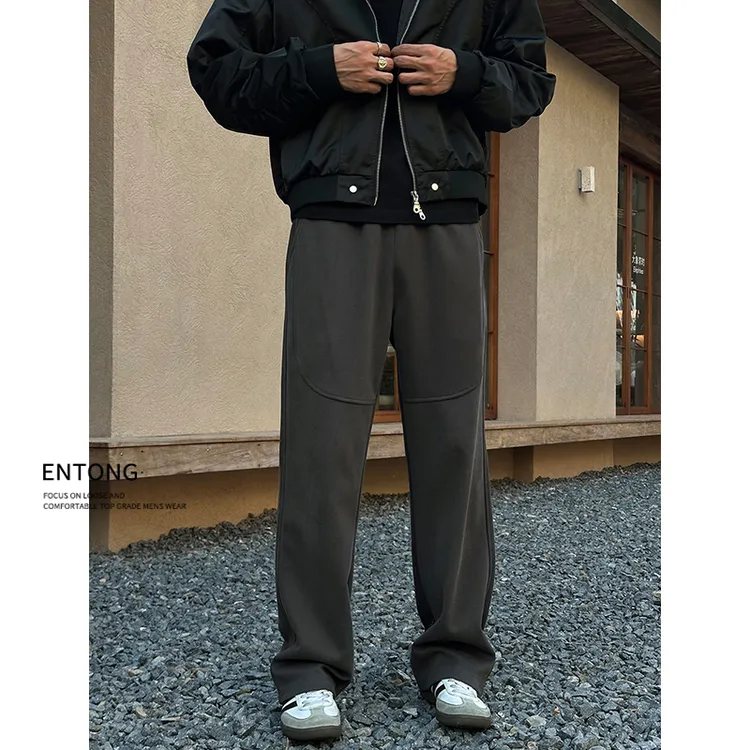 Entong美式潮牌cleanfit卫裤男款抽绳秋季运动直筒裤百搭休闲长裤