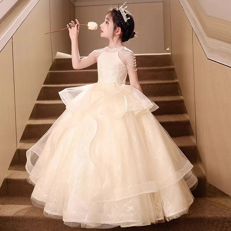 女童礼服高端洋气小女孩公主裙婚礼花童儿童主持人钢琴演奏演出服