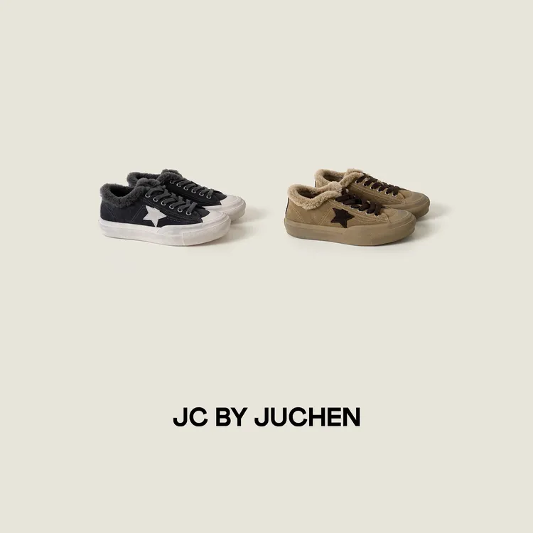 星星做旧小脏鞋牛京羔毛加绒保暖系带厚底时尚休闲鞋 XZ506005-19