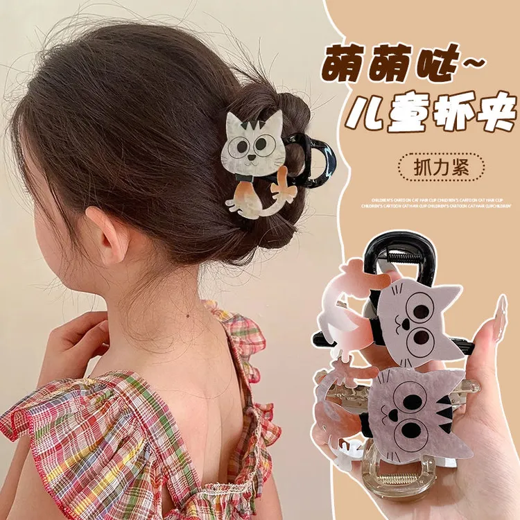 夏季大眼猫萌宠可爱抓夹后脑勺盘发鲨鱼夹子亲子同款卡通发饰d1