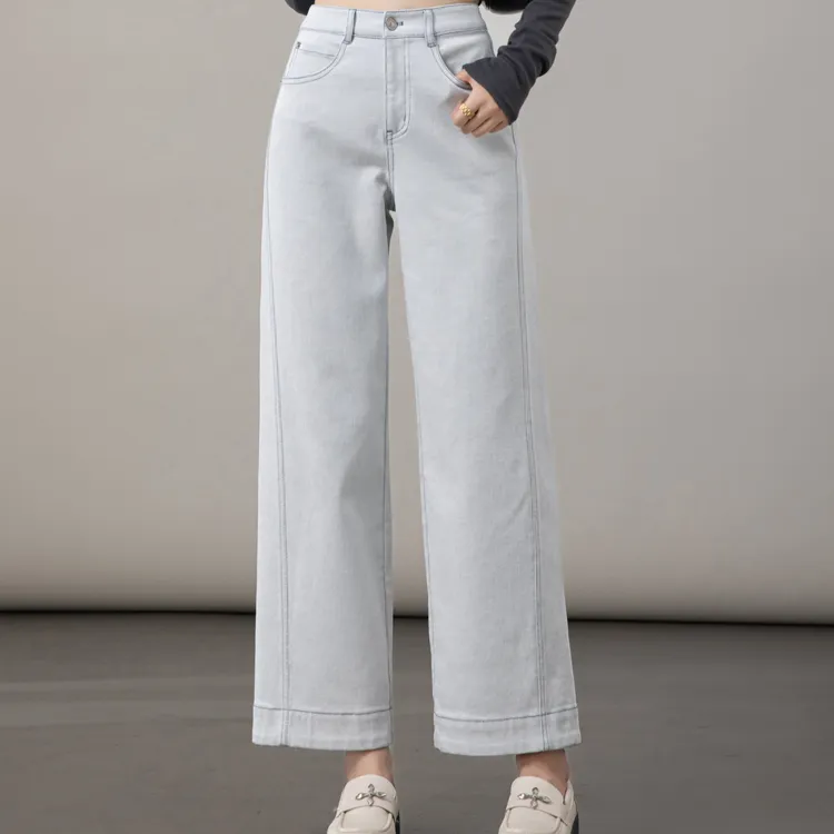 依仙圣姿25冬季新款Y53N1895复古风牛仔九分直筒裤小个子友好百搭