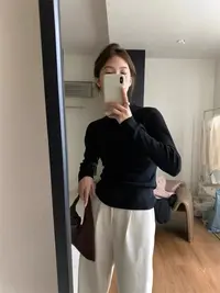 【半高领内搭】韩系秋冬保暖针织打底衫64688（衣长58）