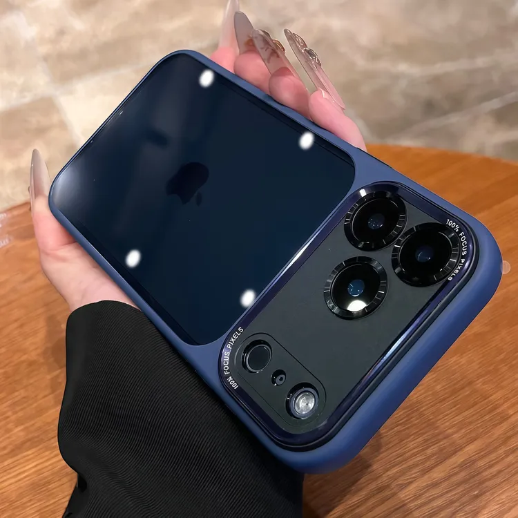 AI按键全包适用于苹果17promax手机壳透黑防摔网红男女保护套蓝色