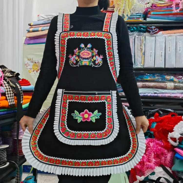 网红爆款民族风围裙厨房专用时尚可爱防尘防污工作服自产自销