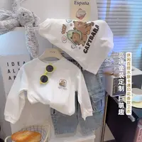 儿童春秋新款纯棉长袖T恤男童女童百搭卫衣洋气卡通打底衫潮上衣