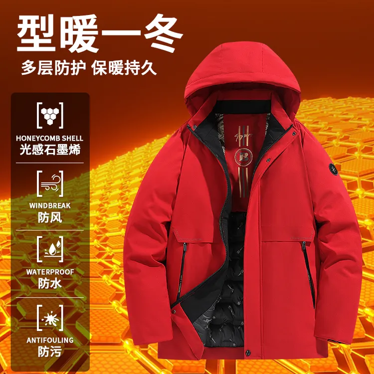 2025新款男装棉衣中年爸爸派克服棉服视频加绒加厚宽松大码外套男