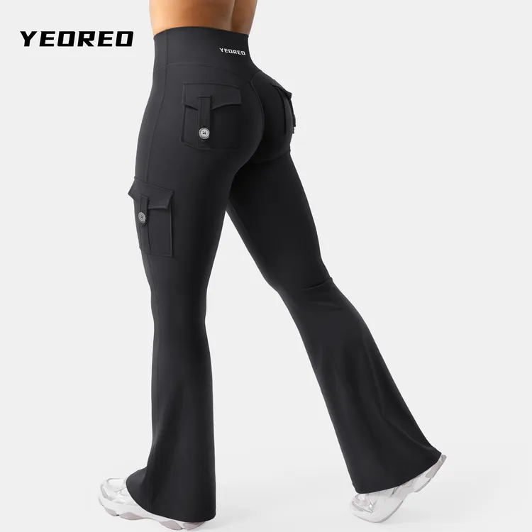 YEOREO Coreflex高腰蜜桃微喇叭长裤口袋收腹细腰健身运动外穿