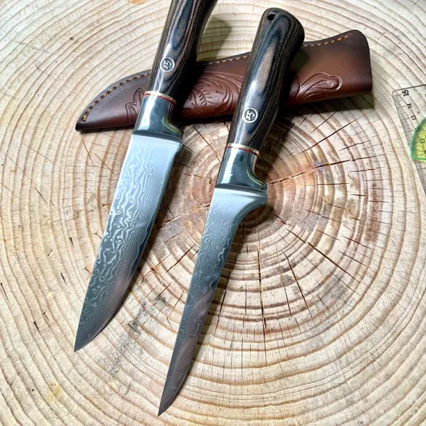 定制款67层大马士革钢实木手柄分割剔骨刀锋利多功能水果刀配刀鞘