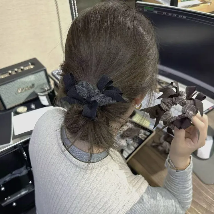 高级小众手工编织豹纹大肠发圈显发量马尾丸子头发绳韩国新款头绳