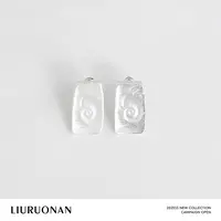 铜合金耳饰 LIURUONAN 25JJ 磨砂银色小众涡旋图形耳钉耳饰