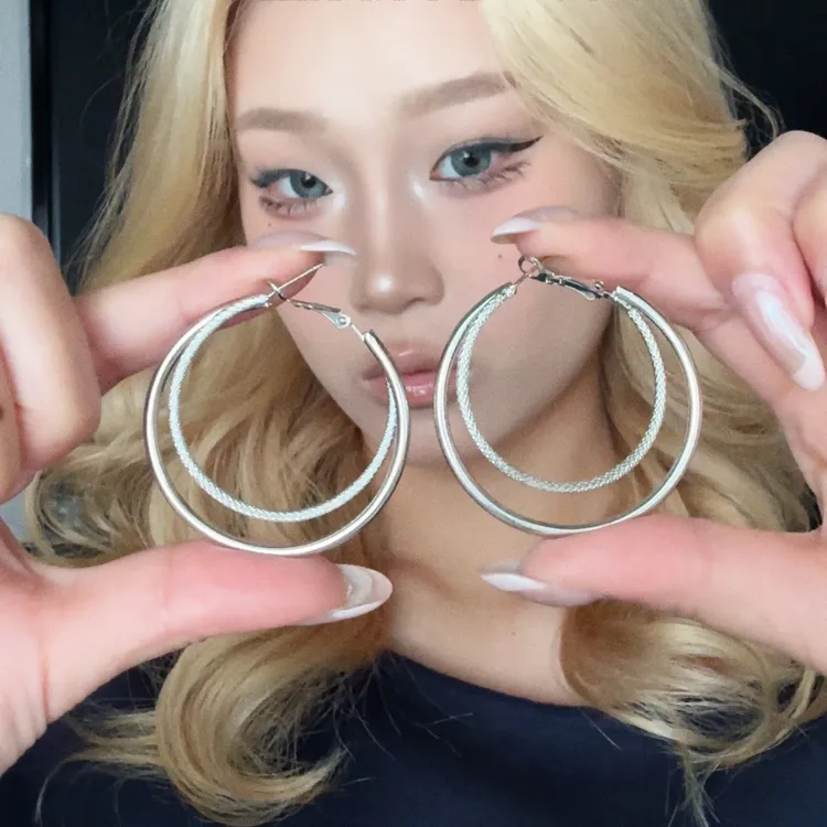 铜合金耳饰 不规则缠绕双层耳圈女款轻奢气质耳环高级感小众耳饰