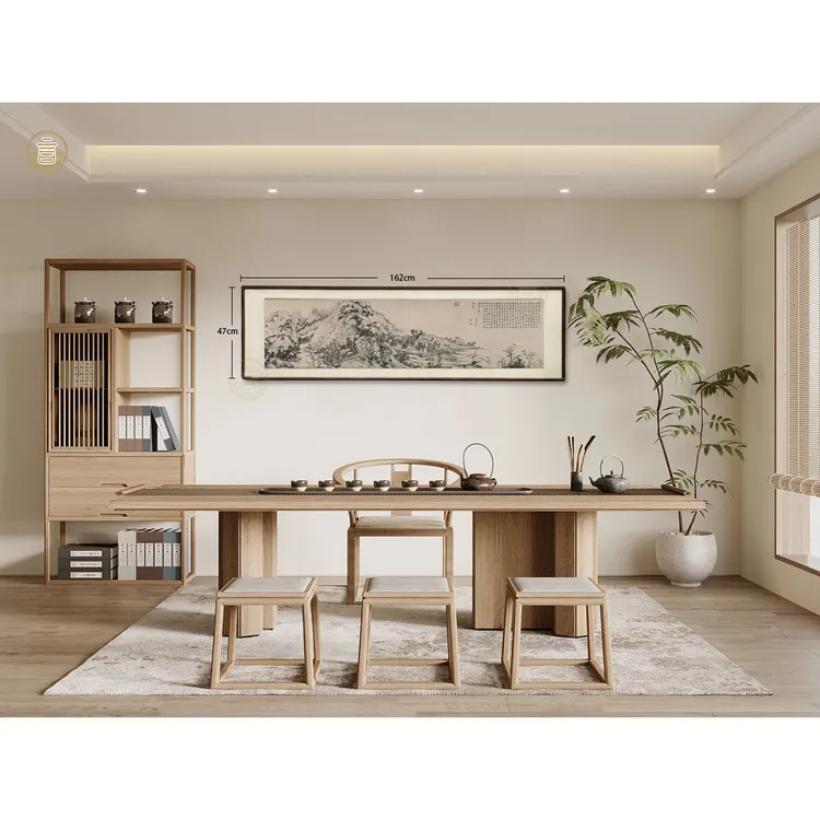 《富春山居》黄公望复刻有机玻璃面板实木框画162*47挂画中式(扶摇)