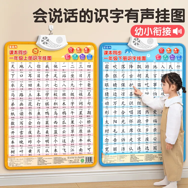 2025新版一年级识字有声挂图幼儿童认字点读神器看图墙贴幼小衔接