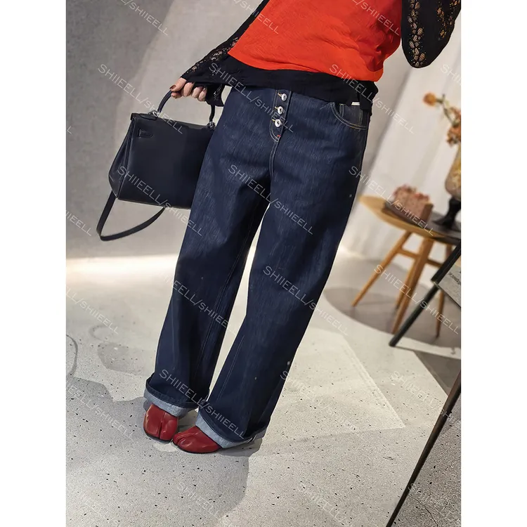 SHIIEELL【赤耳红边原牛】直筒牛仔修身长裤复古高腰牛仔裤ZJ612