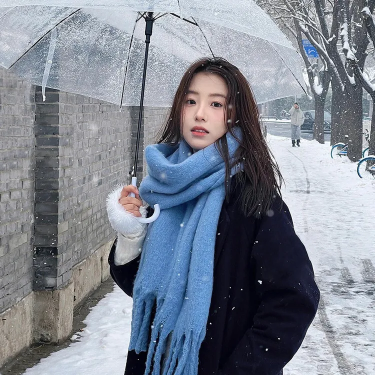 纯色高级感围巾女冬天冬季长款披肩韩版韩系学生加厚围脖保暖围巾