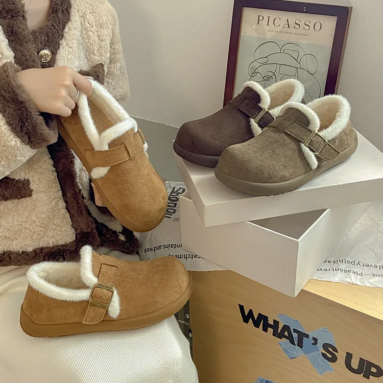 2025秋冬新款复古爆款厚底加绒毛毛鞋勃肯鞋女雪地靴加厚保暖棉鞋