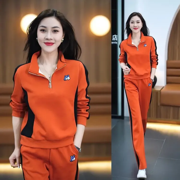 休闲运动套装减龄时尚洋气显瘦立领卫衣女装阔腿裤两件套早秋新款