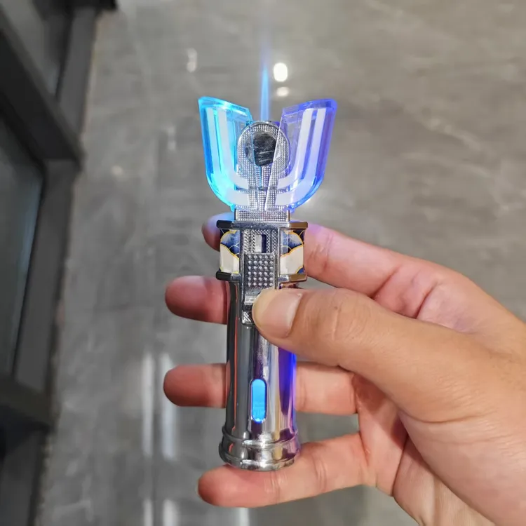 新款网蓝火焰神光棒打火机耐用防风充气个性创意男友礼物变身器