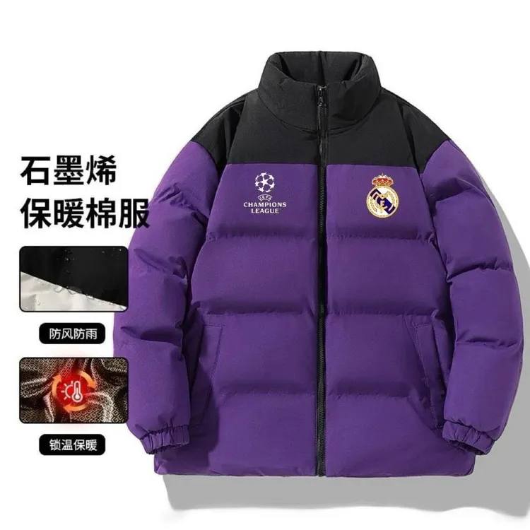欧冠新款棉服皇马巴萨曼城新款ins外穿服锁温冬季男女情侣新年